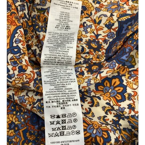 Tory Burch Soiree Pleated Silk Shirt Dress In Orange Soiree Blue Paisley Size 6 - Picture 15 of 15